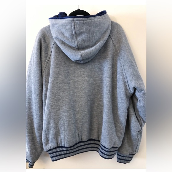 Vintage 90s Adidas reversible insulated jacket hooded. Navy / grey. Mens womens - Picture 6 of 7